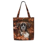 Zouey Borsa tote in tela per donna, borse a tracolla capienti, borse tote riutilizzabili per la spesa, cani boxer autunno
