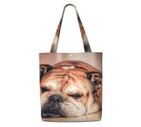 Zouey Borsa tote in tela per donna, borse a tracolla capienti, borse tote riutilizzabili per la spesa, bulldog inglese