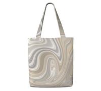 Zouey Borsa tote in tela per donna, borse a tracolla capienti, borse tote riutilizzabili per la spesa, decorazioni neutre con vortici beige e grigi