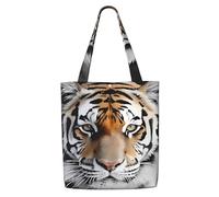 Zouey Borsa tote in tela per donna, borse a tracolla capienti, borse tote riutilizzabili per la spesa, tigre