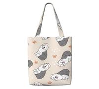 Zouey Borsa tote in tela per donna, borse a tracolla capienti, borse tote riutilizzabili per la spesa, Old English Sheepdog