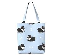Zouey Borsa tote in tela per donna, borse a tracolla capienti, borse tote riutilizzabili per la spesa, motivo cane Boston Terrier
