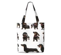 Zouey Borsa tote in tela per donna, borse a tracolla capienti, borse tote riutilizzabili per la spesa, grazioso motivo a cane bassotto