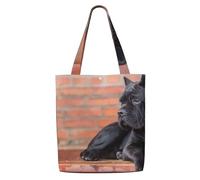 Zouey Borsa tote in tela per donna, borse a tracolla capienti, borse tote riutilizzabili per la spesa, animali domestici Cane Corso Big Black Dogs