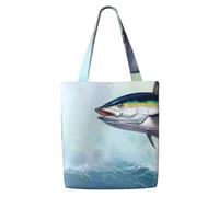 Zouey Borsa tote in tela per donna, borse a tracolla capienti, borse tote riutilizzabili per la spesa, tonno rosso, oceano