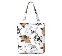 Zouey Borsa tote in tela per donna, borse a tracolla capienti, borse tote riutilizzabili per la spesa, bulldog francese