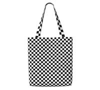 Zouey Borsa tote in tela per donna, borse a tracolla capienti, borse tote riutilizzabili per la spesa, classica vittoria geometrica a quadri in bianco e nero