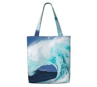 Zouey Borsa tote in tela per donna, borse a tracolla capienti, borse tote riutilizzabili per la spesa, onda oceanica