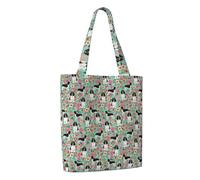 Zouey Borsa tote in tela per donna, borse a tracolla capienti, borse tote riutilizzabili per la spesa, razza di cane Springer Spaniel inglese con fiori