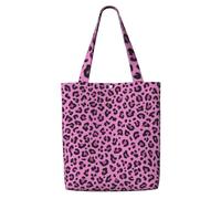 Zouey Borsa tote in tela per donna, borse a tracolla capienti, borse tote riutilizzabili per la spesa, leopardo fucsia rosa