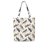 Zouey Borsa tote in tela per donna, borse a tracolla capienti, borse tote riutilizzabili per la spesa, cani da pastore tedesco al trotto e impronte di zampe