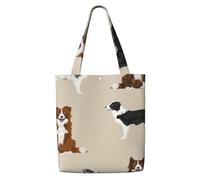 Zouey Borsa tote in tela per donna, borse a tracolla capienti, borse tote riutilizzabili per la spesa, razza mista di cane Border Collie