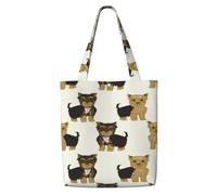 Zouey Borsa tote in tela per donna, borse a tracolla capienti, borse tote riutilizzabili per la spesa, Yorkshire Terrier, simpatico cane Yorkie