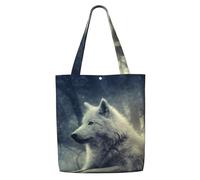 Zouey Borsa tote in tela per donna, borse a tracolla capienti, borse tote riutilizzabili per la spesa, lupo grigio al chiaro di luna