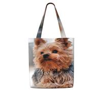Zouey Borsa tote in tela per donna, borse a tracolla capienti, borse tote riutilizzabili per la spesa, Yorkshire Terrier, cani carini, cuccioli di cane