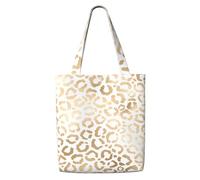 Zouey Borsa tote in tela per donna, borse a tracolla capienti, borse tote riutilizzabili per la spesa, elegante leopardo bianco oro e ghepardo