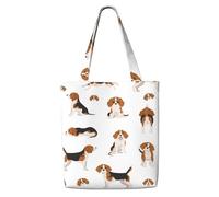 Zouey Borsa tote in tela per donna, borse a tracolla capienti, borse tote riutilizzabili per la spesa, motivo con cane Beagle carino