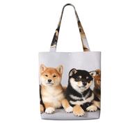 Zouey Borsa tote in tela per donna, borse a tracolla capienti, borse tote riutilizzabili per la spesa, motivo cane Shiba Inu Shibaken carino