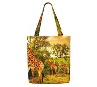Zouey Borsa tote in tela per donna, borse a tracolla capienti, borse tote riutilizzabili per la spesa, giraffa selvaggia