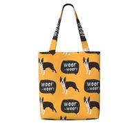 Zouey Borsa tote in tela per donna, borse a tracolla capienti, borse tote riutilizzabili per la spesa, motivo cucciolo di Boston Terrier