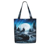 Zouey Borsa tote in tela per donna, borse a tracolla capienti, borse tote riutilizzabili per la spesa, risentimento del lupo