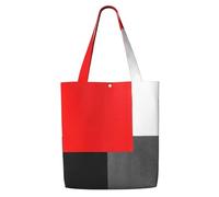 Zouey Borsa tote in tela per donna, borse a tracolla capienti, borse tote riutilizzabili per la spesa, blocchi geometrici rossi, grigi, neri e bianchi