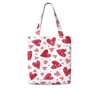 Zouey Borsa tote in tela per donna, borse a tracolla capienti, borse tote riutilizzabili per la spesa, motivo a cuore per San Valentino