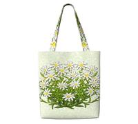 Zouey Borsa tote in tela per donna, borse a tracolla capienti, borse tote riutilizzabili per la spesa, fiori di montagna svizzeri Edelweiss
