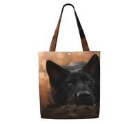Zouey Borsa tote in tela per donna, borse a tracolla capienti, borse tote riutilizzabili per la spesa, pastore tedesco nero, autunno, bokeh, tedesco