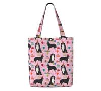 Zouey Borsa tote in tela per donna, borse a tracolla capienti, borse tote riutilizzabili per la spesa, cane da montagna bernese, cane da montagna bernese, festa di compleanno, buon compleanno cane