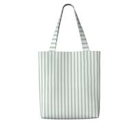 Zouey Borsa tote in tela per donna, borse a tracolla capienti, borse tote riutilizzabili per la spesa, fodera per materasso a righe strette in verde muschio e bianco