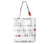 Zouey Borsa tote in tela per donna, borse a tracolla capienti, borse tote riutilizzabili per la spesa, chiamata infermieri, battito cardiaco bianco
