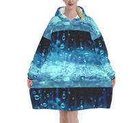 Zouey Felpa con cappuccio, coperta in flanella, felpa con cappuccio indossabile da donna, acqua che cade sul pavimento