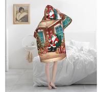 Zouey Felpa con cappuccio, coperta in flanella, felpa con cappuccio indossabile da donna, albero di Natale di Babbo Natale con regali