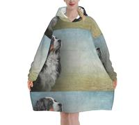Zouey Felpa con cappuccio, coperta in flanella, felpa con cappuccio indossabile da donna, il mio cane da montagna bernese quotidiano