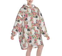 Zouey Felpa con cappuccio, coperta in flanella, felpa con cappuccio indossabile da donna, motivo Old English Sheepdog