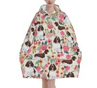 Zouey Felpa con cappuccio, coperta in flanella, felpa con cappuccio indossabile da donna, Springer Spaniel inglese