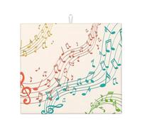 Zouey Note musicali colorate, tappetino scolapiatti per lavello da cucina, tappetino scolapiatti, tappetino scolapiatti assorbente, 41 x 46 cm