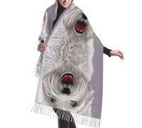 Zouey Sciarpa da donna calda e stampata, scialle da donna in finto cashmere, stampa artistica con simpatico cane West Highland Terrier