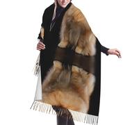 Zouey Sciarpa da donna calda, stampata, in finto cashmere, con simpatico cucciolo di cane Pomerania