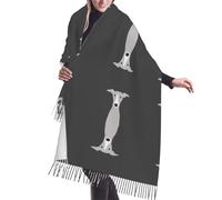 Zouey Sciarpa da donna calda, stampata, in finto cashmere, con stampa di un simpatico cane levriero italiano