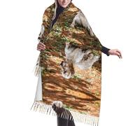 Zouey Sciarpa da donna calda stampata, scialle da donna in finto cashmere, setter inglese, autunno, animali domestici, cani