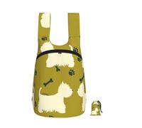 Zouey Zaino pieghevole in poliestere, portatile, da viaggio e riutilizzabile, ideale per lo shopping, con cerniere, sagoma di cane, West Highland Animal West