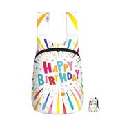Zouey Zaino pieghevole in poliestere, portatile, da viaggio e riutilizzabile, ideale per lo shopping, con cerniere, Buon Compleanno