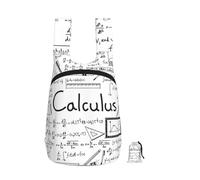 Zouey Zaino pieghevole in poliestere, portatile, da viaggio e riutilizzabile, ideale per lo shopping, con cerniere, perfetto per appassionati di matematica, geometria e calcolo.