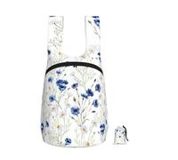 Zouey Zaino pieghevole in poliestere, portatile, da viaggio e riutilizzabile, ideale per lo shopping, con cerniere, fiori e margherite.