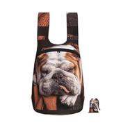 Zouey Zaino pieghevole in poliestere, portatile, da viaggio e riutilizzabile, ideale per lo shopping, con cerniere, con museruola per bulldog inglesi, ideale per animali domestici e cani che dormono.