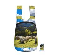 Zouey Zaino pieghevole in poliestere, portatile, da viaggio e riutilizzabile, ideale per lo shopping, con cerniere. Animali della natura, Alpi svizzere, Vallese, Nido di pecore dal naso nero, Natura.