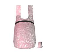 Zouey Zaino pieghevole in poliestere, portatile, da viaggio e riutilizzabile, ideale per lo shopping, con cerniere, nei colori oro rosa e rosa scintillante, lusso e tendenza.