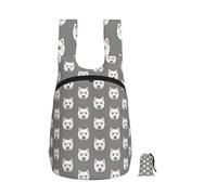 Zouey Zaino pieghevole in poliestere, portatile, riutilizzabile, ideale per viaggi e shopping, con cerniera. Stampa: Westie, West Highland White Terrier su sfondo grigio.